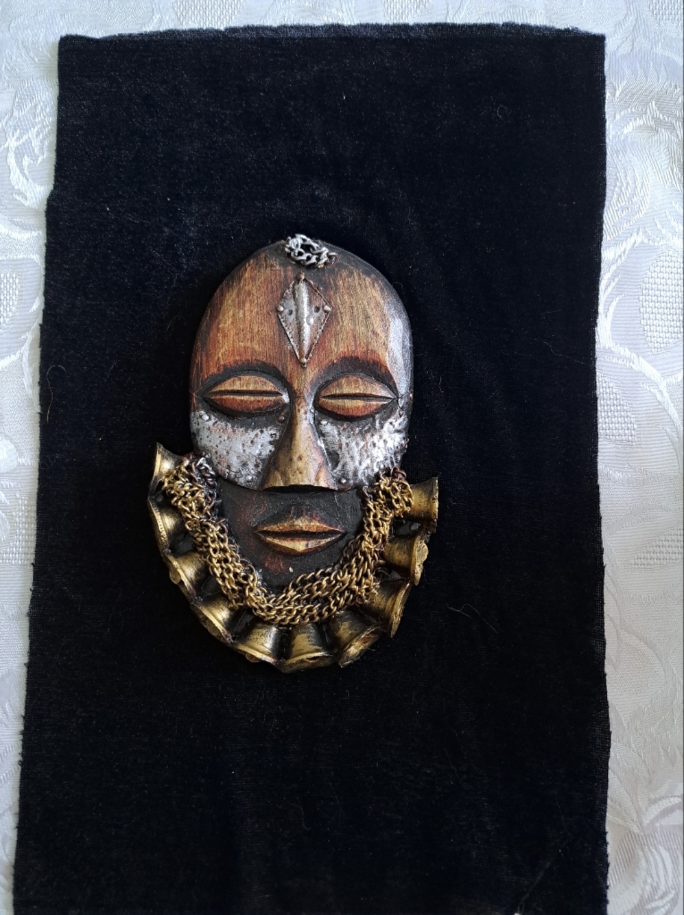 Handcrafted Tribal Mask  - Brown & Gold